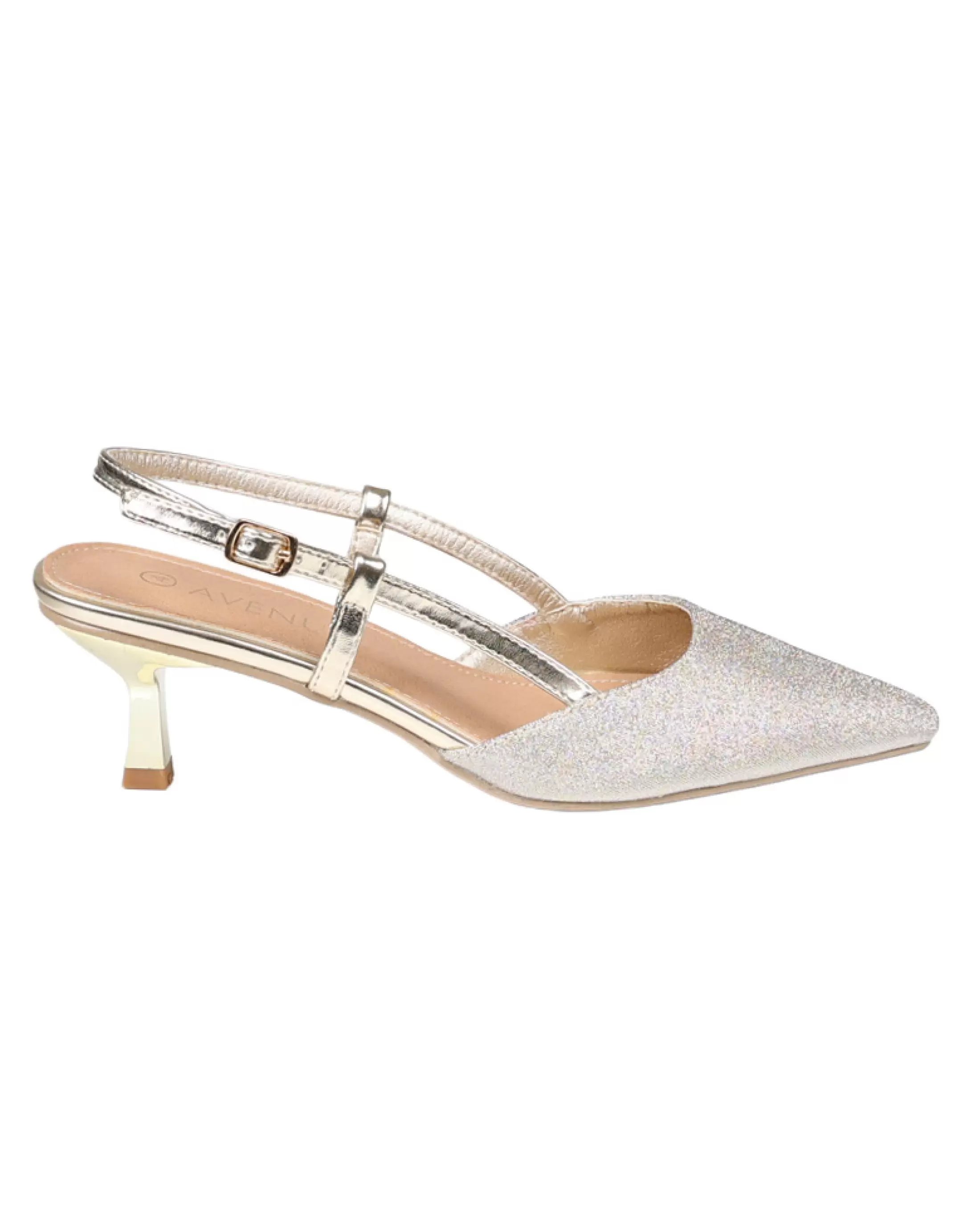 Gold Shimmer Slingback Kitten Heel