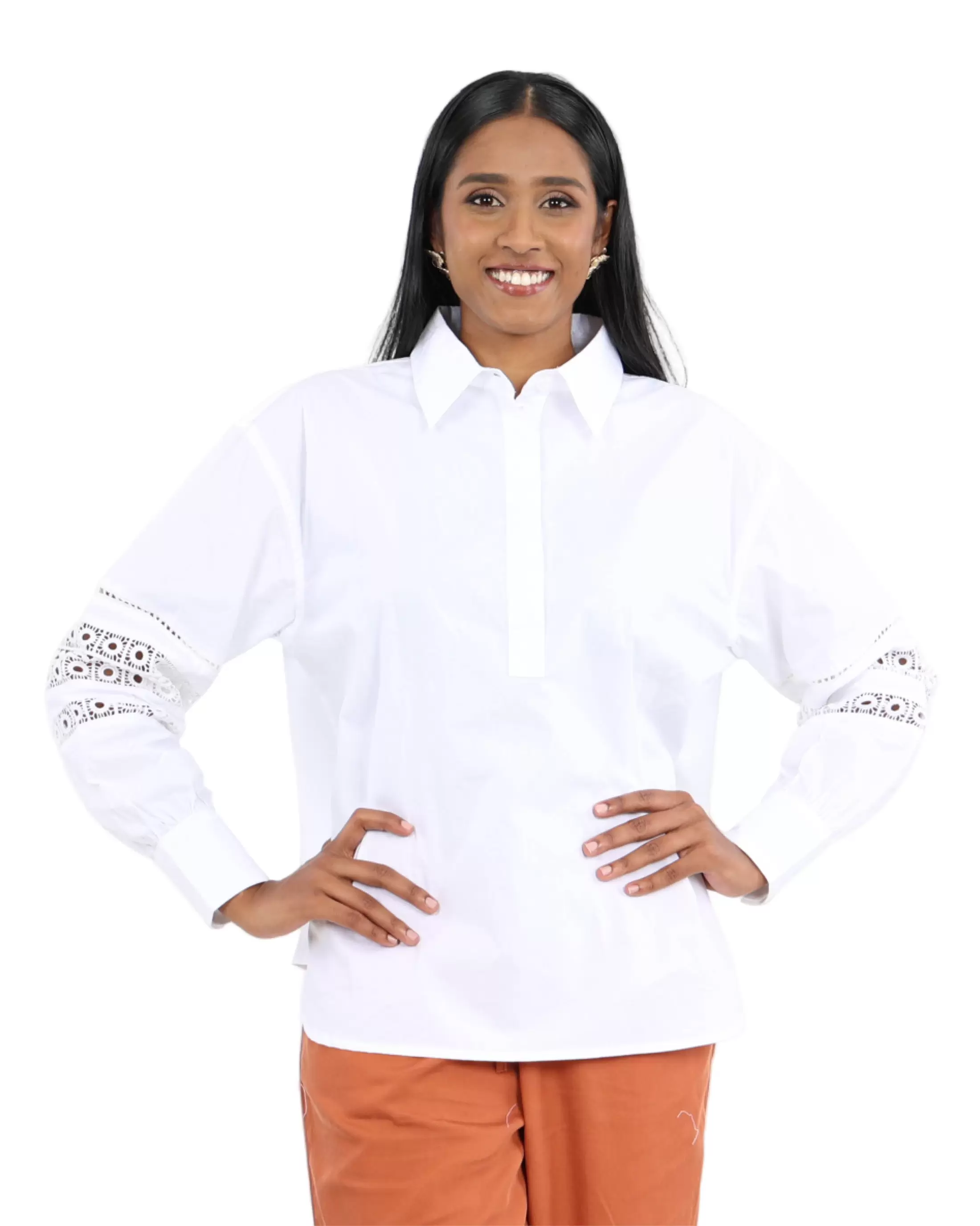 Château Thread Lace-Inset Shirt in Refined Cotton