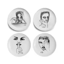 SIDE PLATE SET OF 4modern sketchbook mix