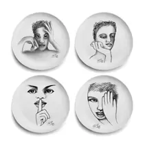 DINNER PLATE SET OF 4modern sketchbook mix