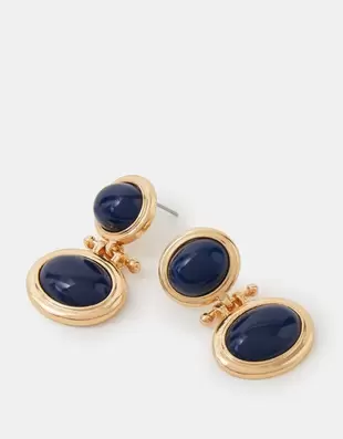 Oval Stone Drop Earrings
