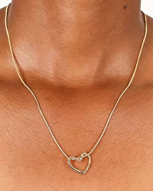 Gold Looped Heart Rope Necklace