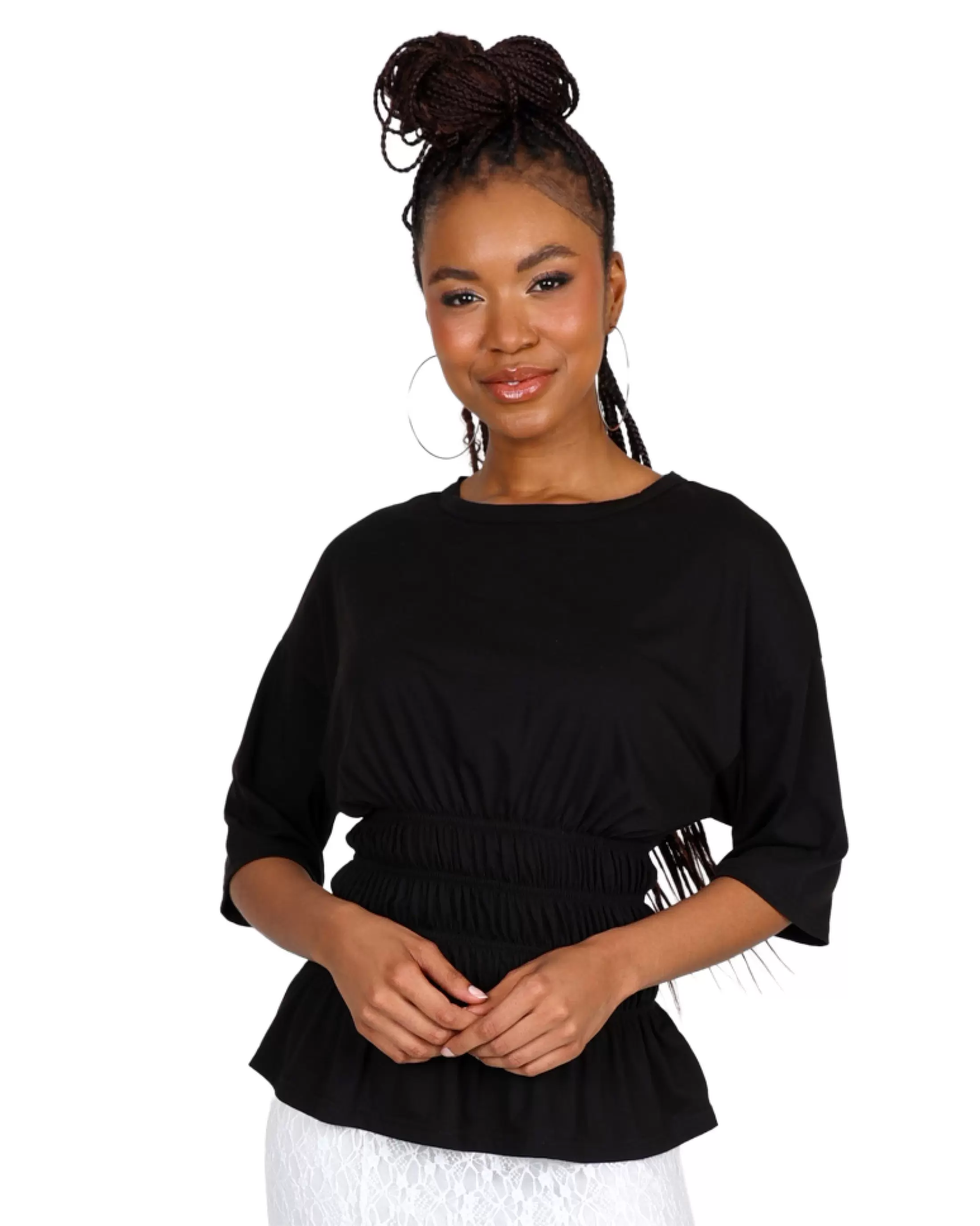 Smocked Waist Short Sleeve Top