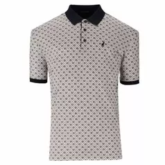 Polo Block Geo Printed Golfer Mens Navy