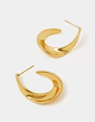 Stainless Steel Oval Twist Hoop Earrings