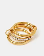 Stainless Steel Linked Stacking Trio Ring Gold