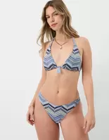 Zig Zag Crochet Triangle Bikini Top Multi