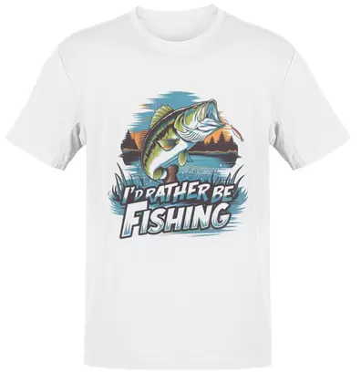 I’d Rather Be Fishing Funny T-Shirt - White