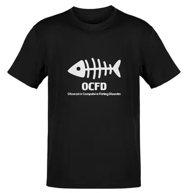 Obsessive Compulsive Fishing Disorder Funny Fishing T-Shirt - Black