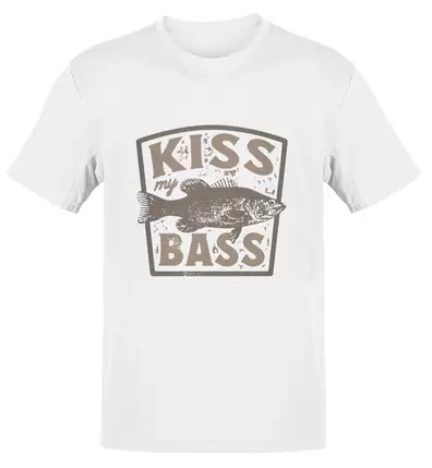 Kiss My Bass Funny Fishing T-Shirt - White