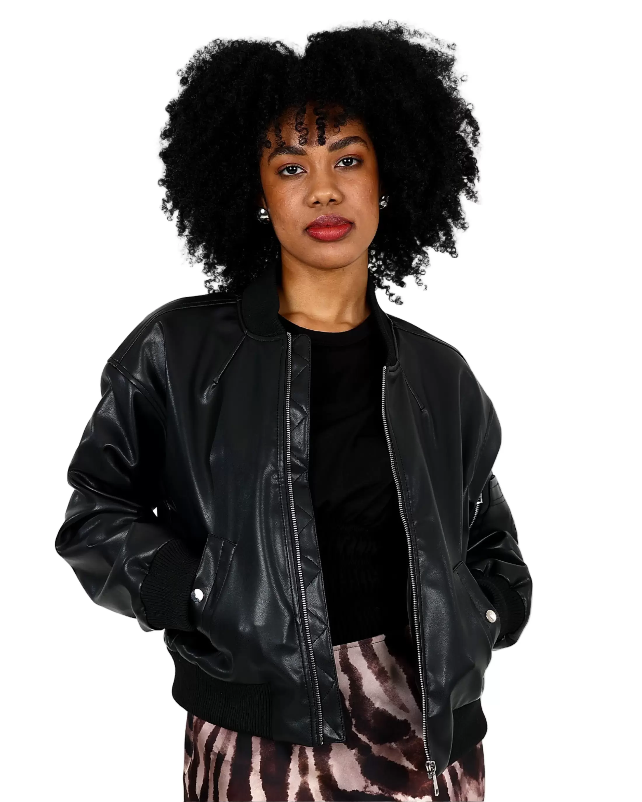 Leather Look Baseball Biker Jacket
