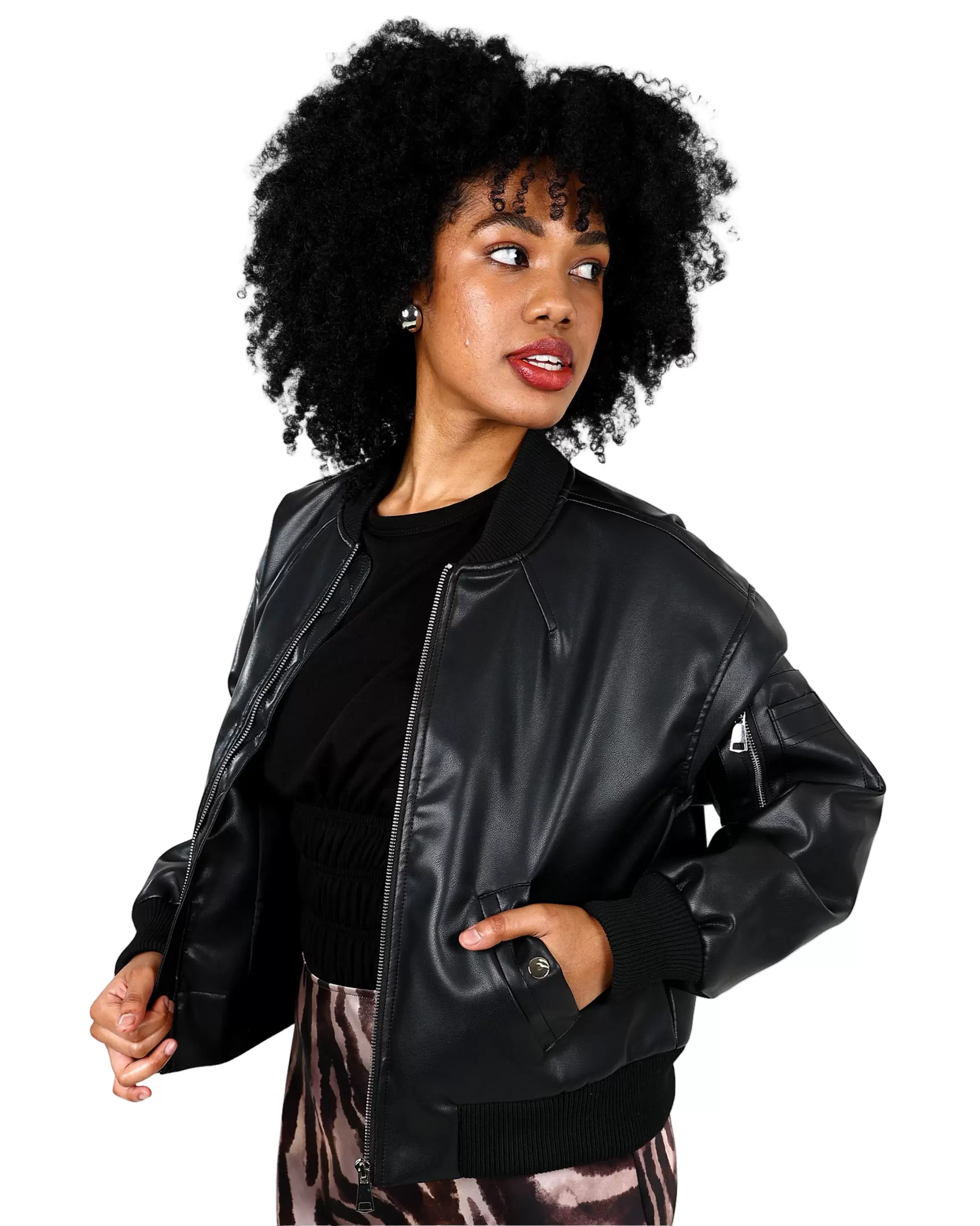 Leather Look Baseball Biker Jacket