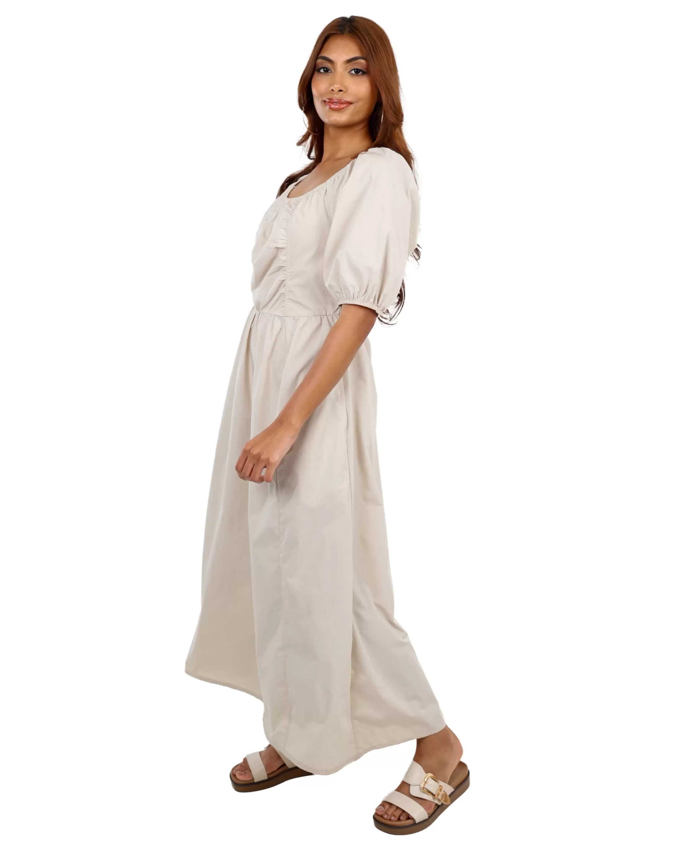 Puff Sleeve Smocked Maxi Dress