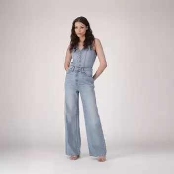 Levi's® Women's Denim Wide-Leg Jumpsuit - Med Indigo - Worn In