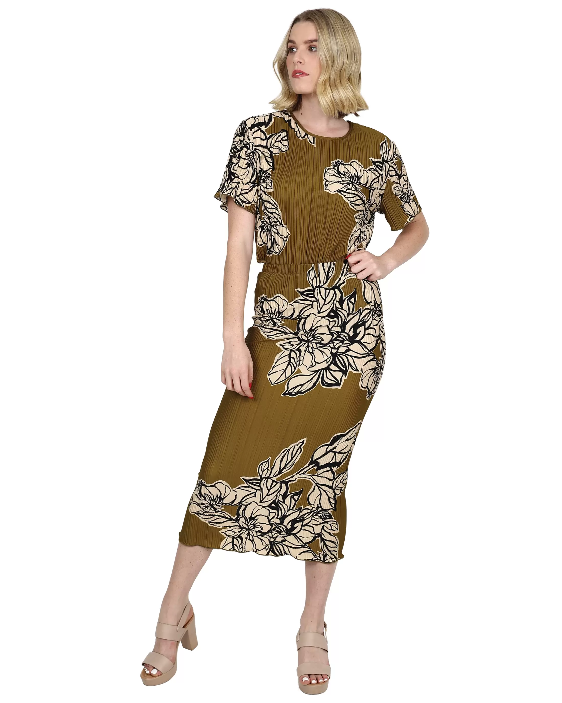 Printed Plissé Skirt