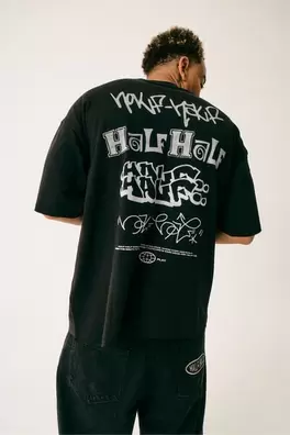 Half Half Heavyweight Box Fit Graphic Tshirt