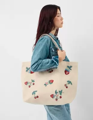 Strawberry Embellished Shopper Bag
