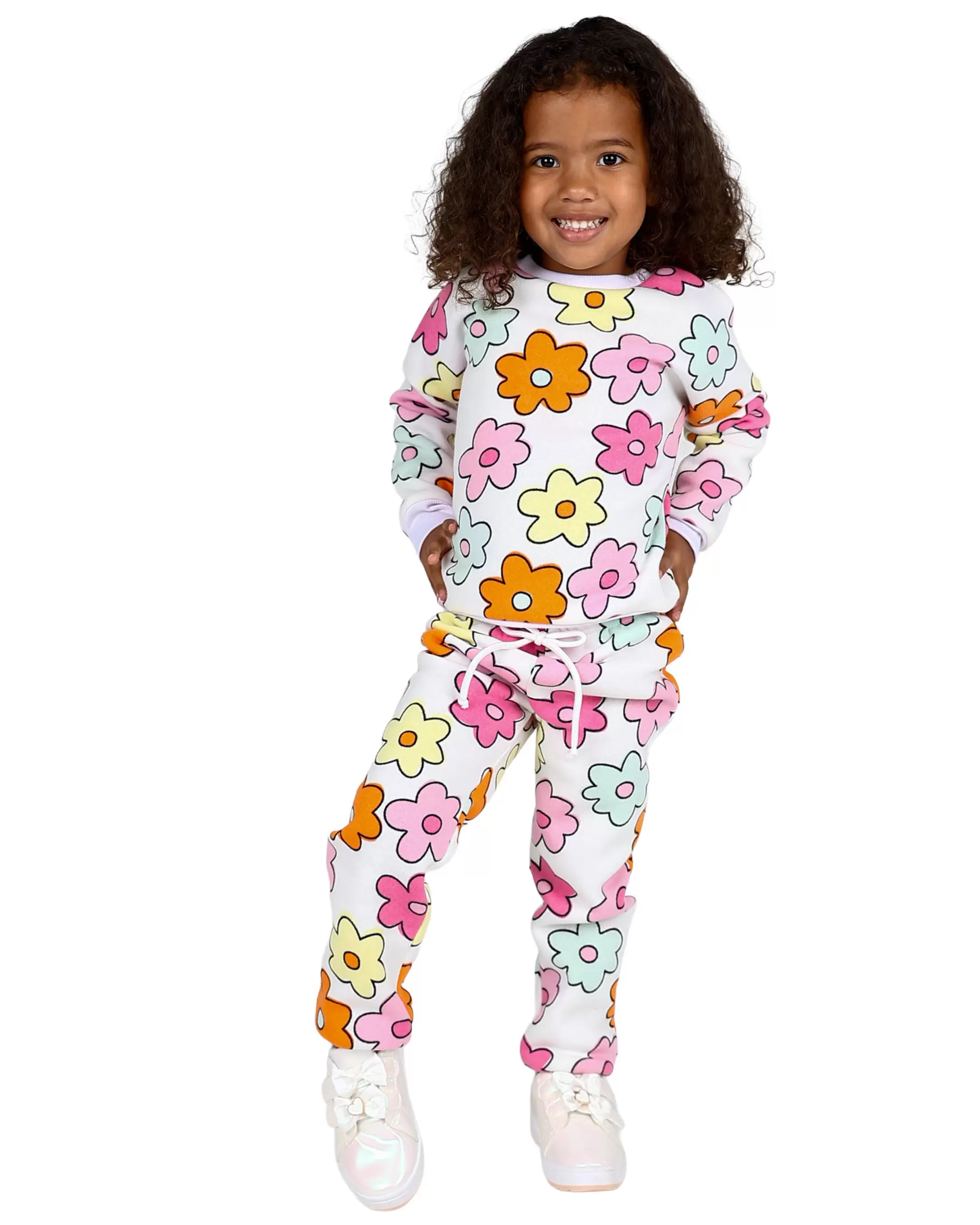 Pastel Retro Flower Print Tracksuit