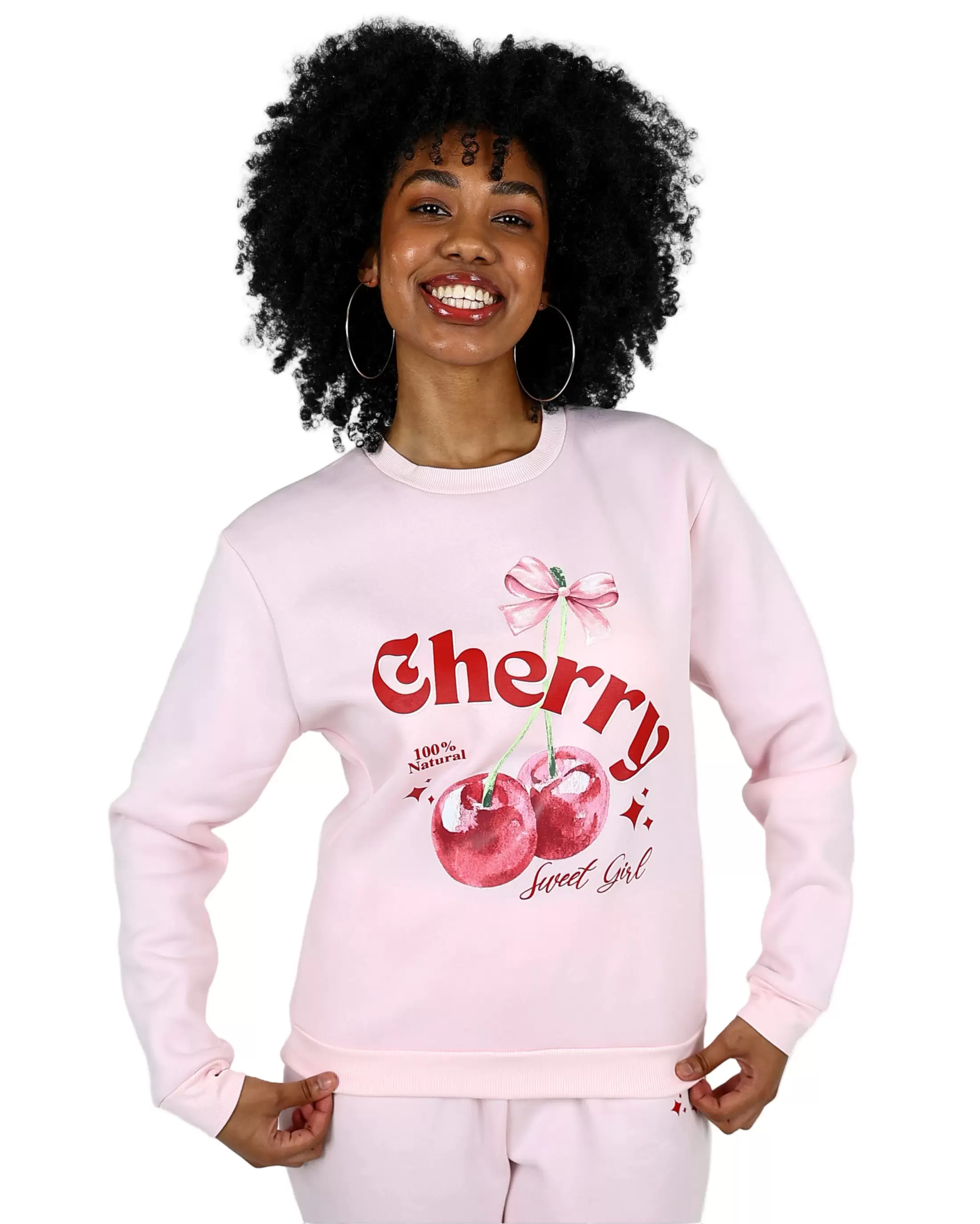 Cherry Pink Fleece Sweater
