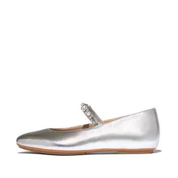Fitflop silver DELICATO crystal soft-leather mary janes