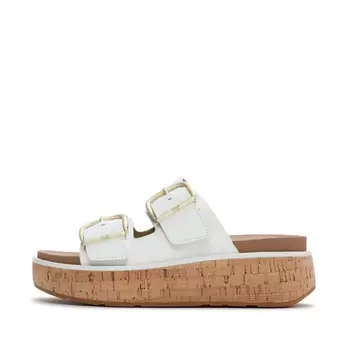 Fitflop white GEN-FF MAX BUCKLE leather/cork slides