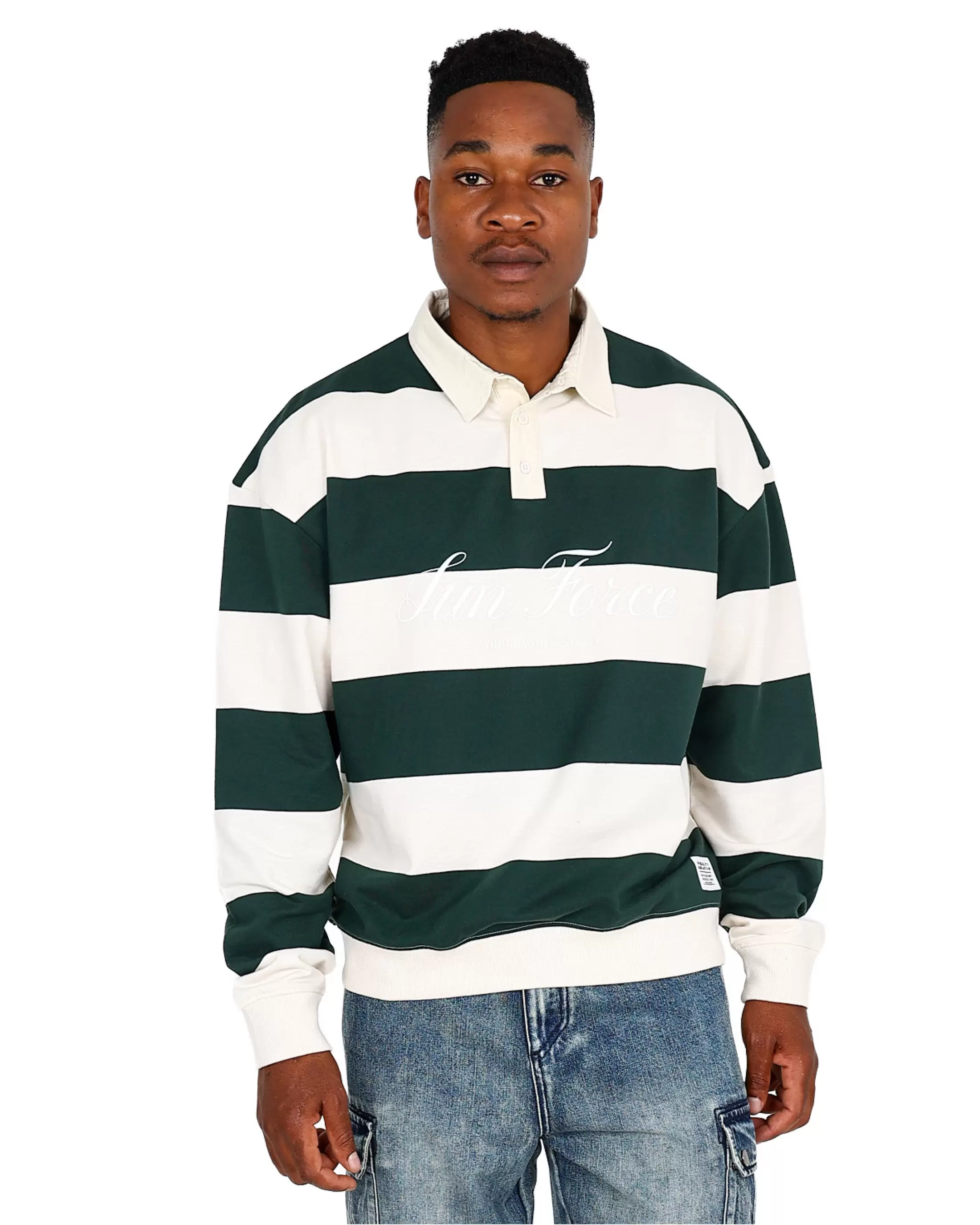 Bottle Green Long Sleeve Rugby Inspired Golfer