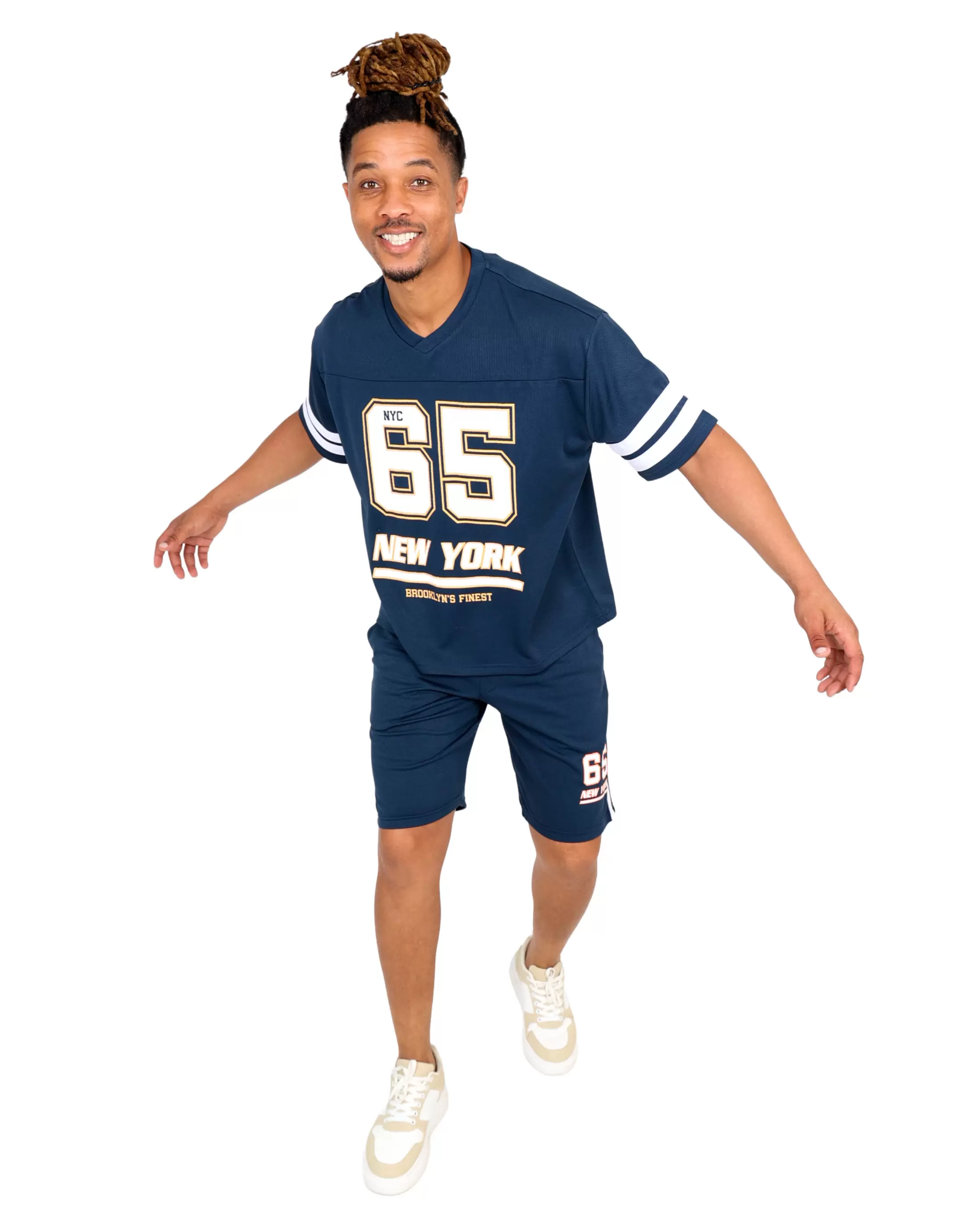 Navy New York Baseball Jogger Shorts