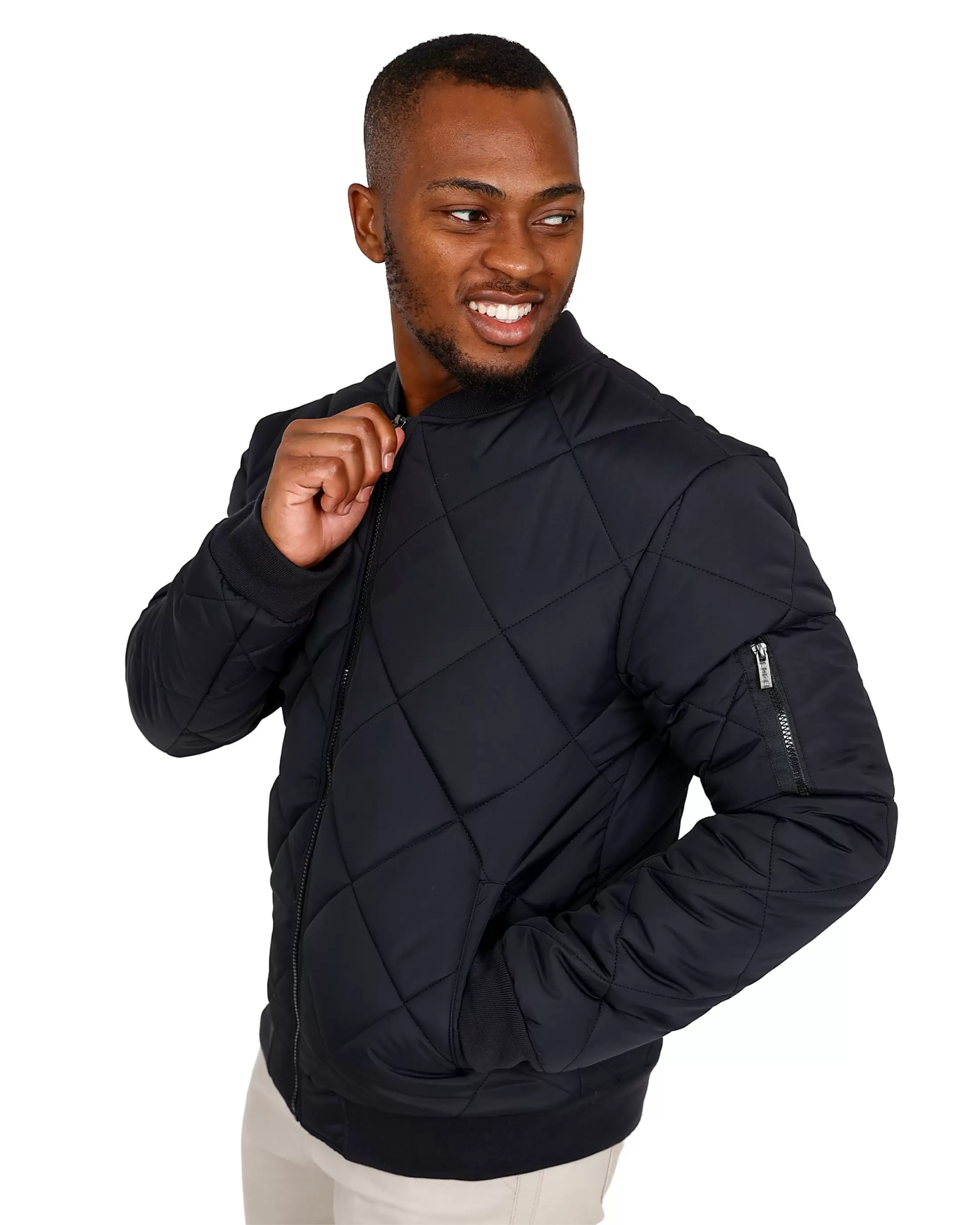 Black Diamond Quilted Puffer Jacket