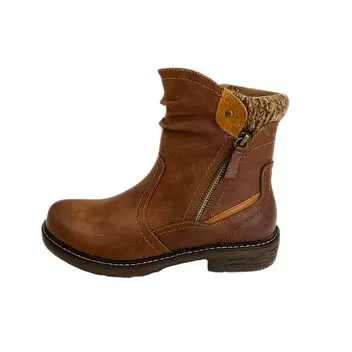Cushion Walk Mid-Ankle Boots with Stitched Panels - Brown