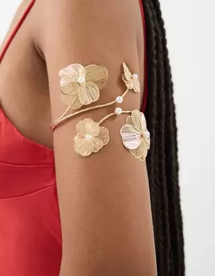 Filigree Flower Arm Cuff Gold