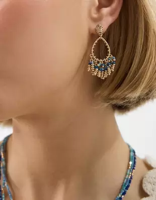 Bead Tassel Teardrop Earrings