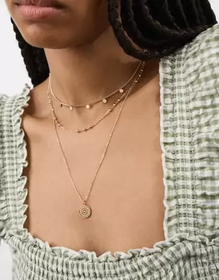 Filigree Coin Pendant Layered Necklace