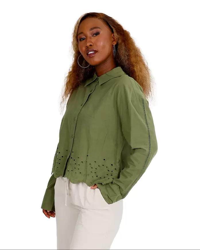 Serena Cut-Out Embroidered Shirt