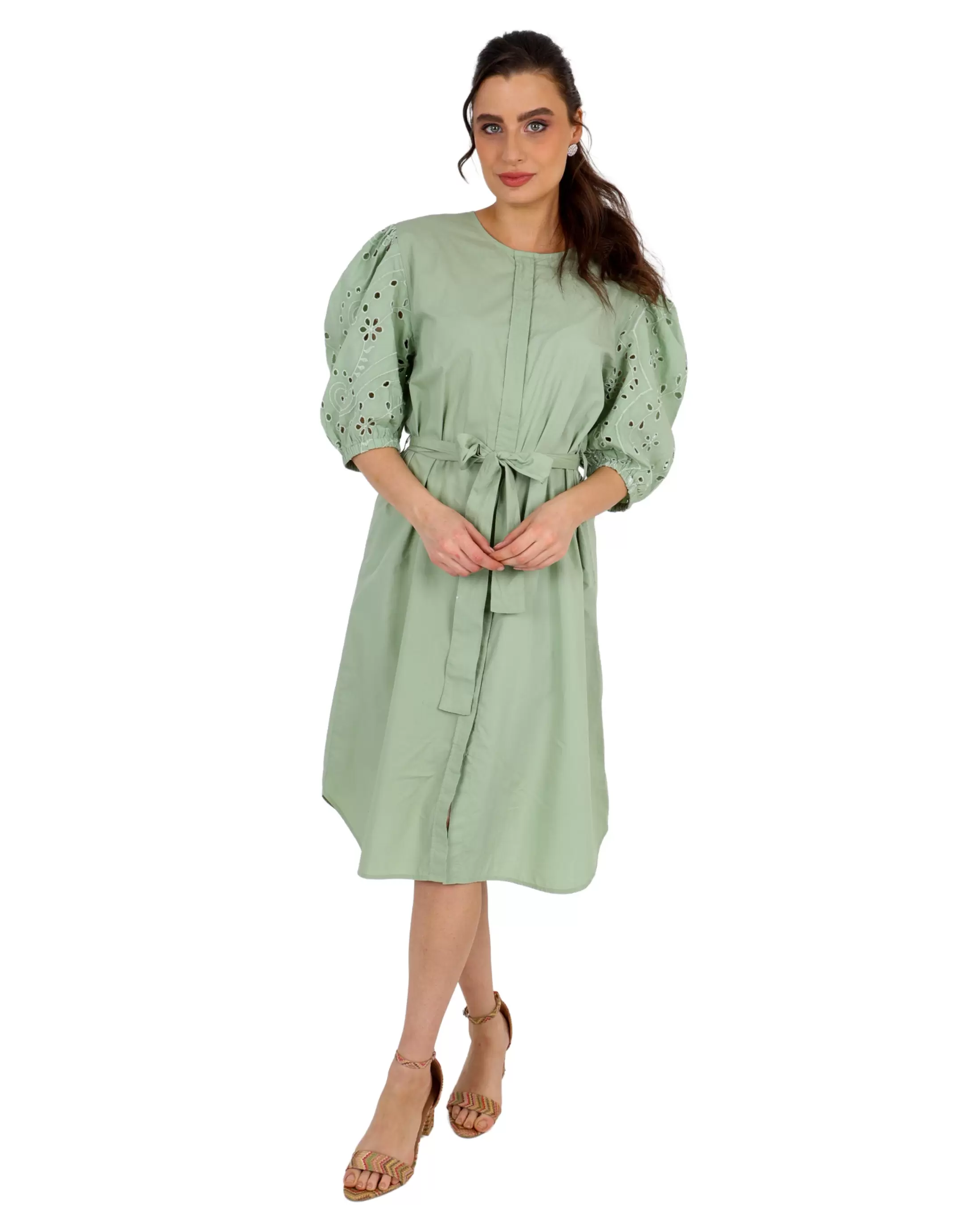 Amaya Embroidered Sleeve Cotton Dress