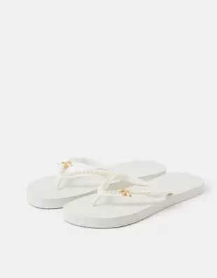 Starfish Beaded Flip Flops White