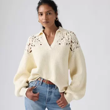 Levi's® Women's Bianca Crochet Polo Sweater