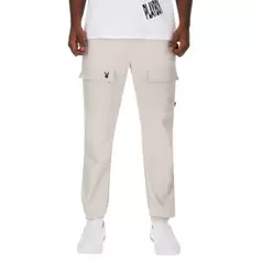 Playboy Ripstop Rebel Cargo Pants Mens Light Grey