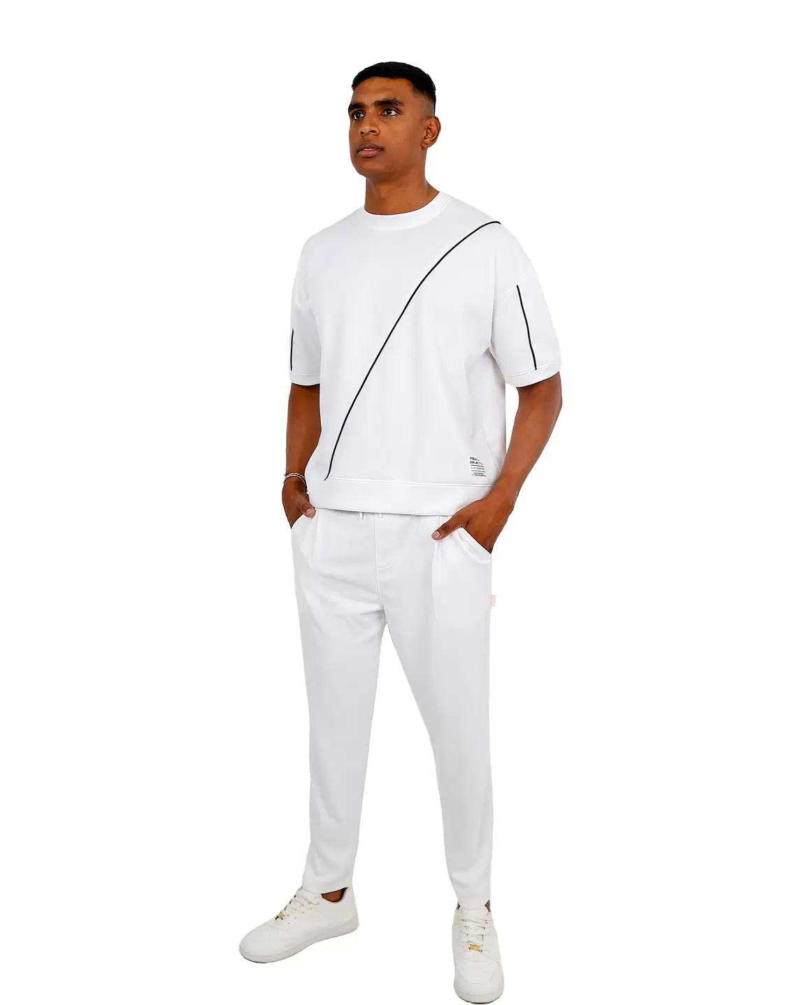 Cream Elasticated Waist Cream Scuba Pants