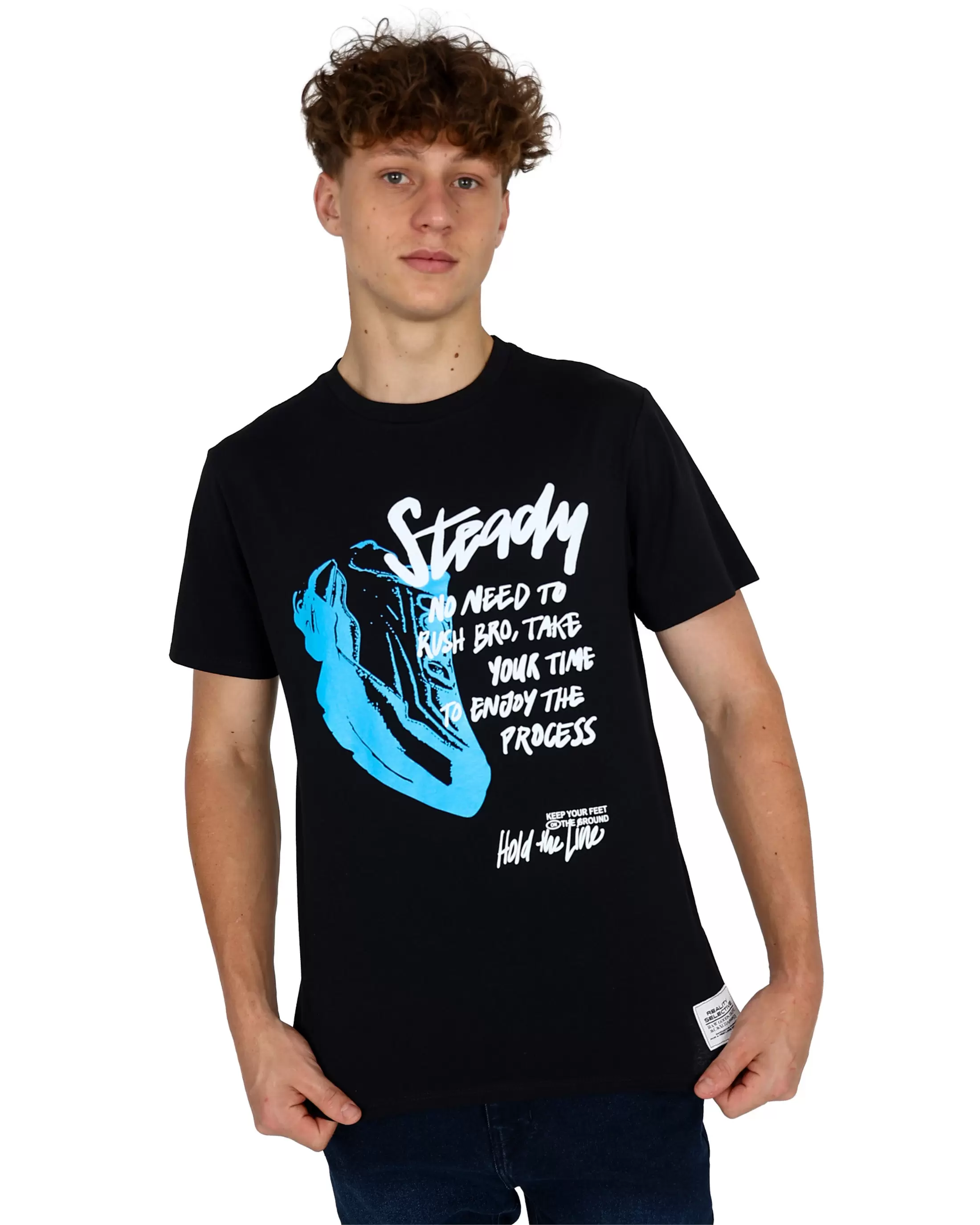 Short Sleeve Black "Steady Bro" Graphic T-Shirt