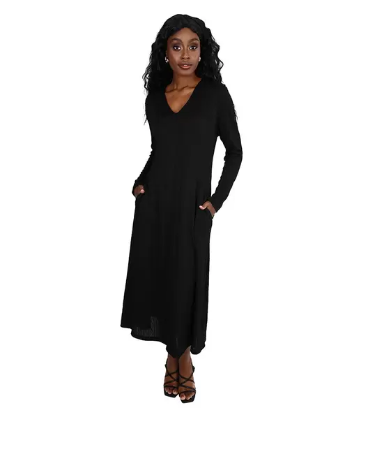 Black Long Sleeve Jacquard Maxi Dress