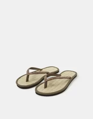 Braided Strap Flip Flops Green