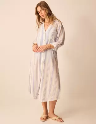 Stripe Maxi Shirt Blue