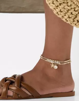 3-Pack Starfish Pearl Anklets