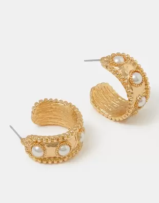 Pearl Molten Hoop Earrings