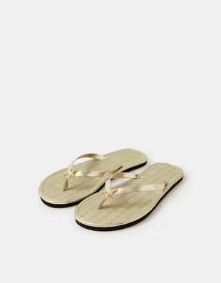 Starfish Metallic Seagrass Flip Flops Gold