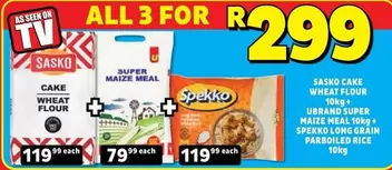 SASKO - Sasko Cake Wheat Flour 10kg + Ubbrand Super Maize Meal 10kg + Spekko Long Grain Parboiled Rice 10kg