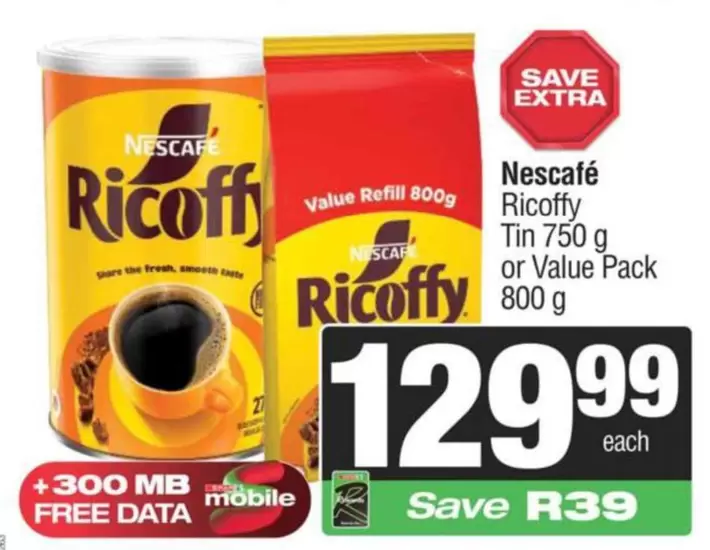 Nescafé - Ricoffy Tin or Value Pack