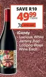 Lucious White, Jammy Red, Lollipop Rosé Wine Each