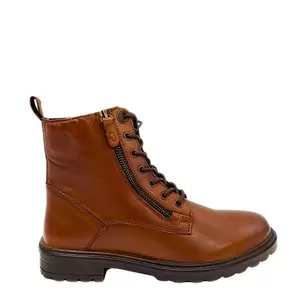 Gia Leather Combat Lace Up Boot - Cognac