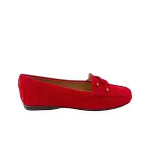 Gia Leather Interlock Moccasin - Cherry